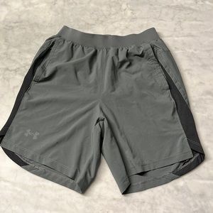 Under Armour stretch running shorts. Mens small. Grey. Inner brief. 7”